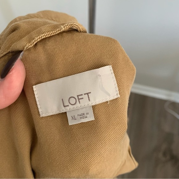 LOFT 100% lyocell snap button utility swing jacket tan beige size XL - Picture 3 of 6